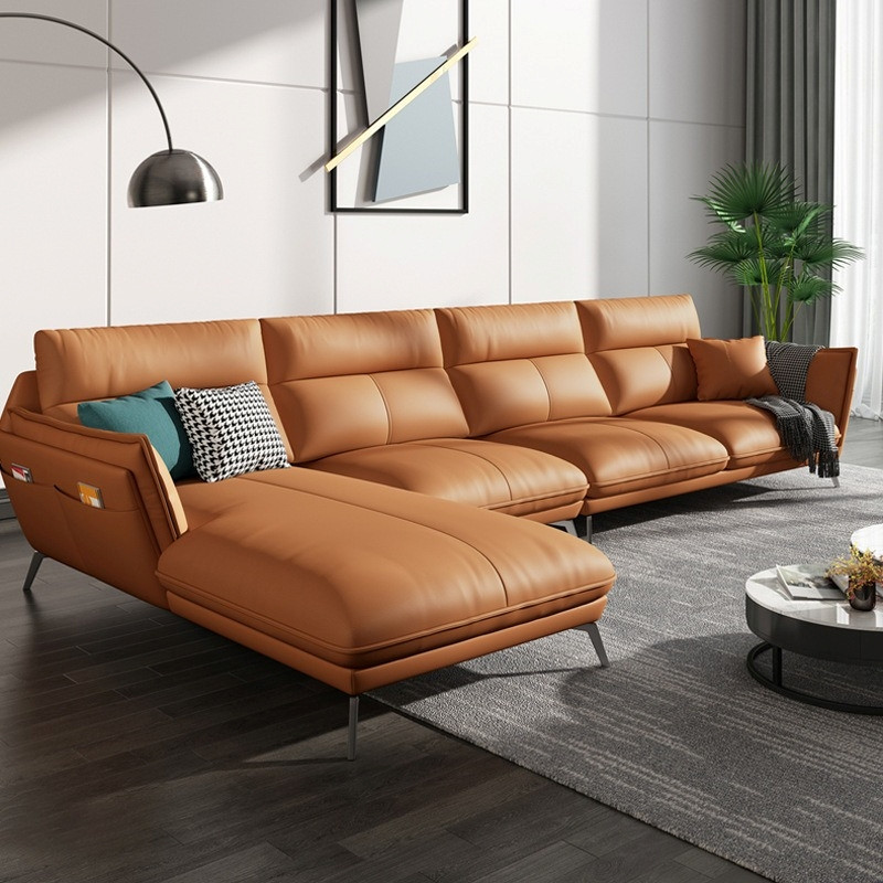 Sofa góc L da Mastrotto cao cấp Pula Lamia (L45) màu cam
