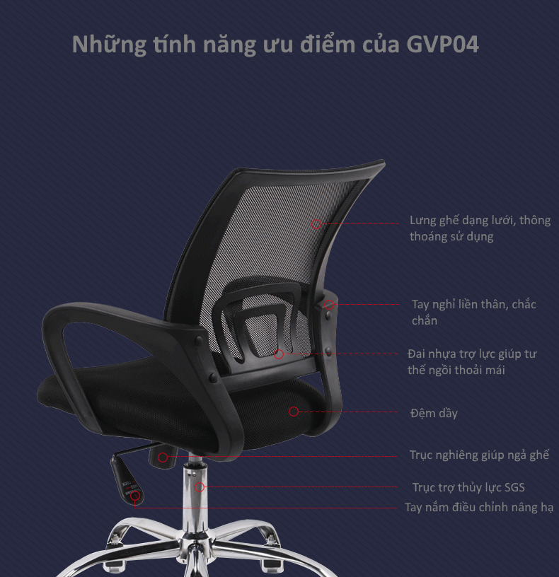 Những ưu điểm của ghế văn phòng GVP04